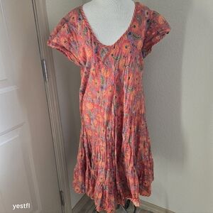 Passementrie Santa Fe floral cotton Paloma dress XL red